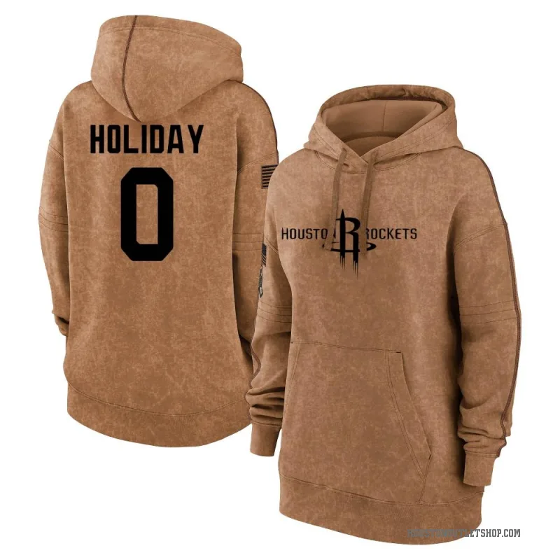 Aaron Holiday Women's Brown Houston Rockets 2023 Salute to Service Pullover Hoodie