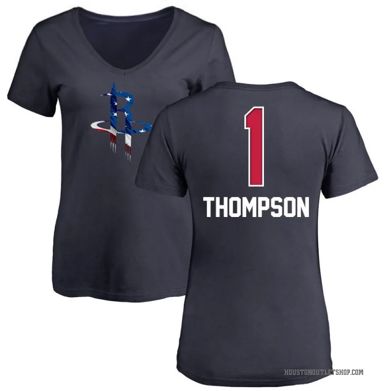 Amen Thompson Women's Navy Houston Rockets Name and Number Banner Wave V-Neck T-Shirt