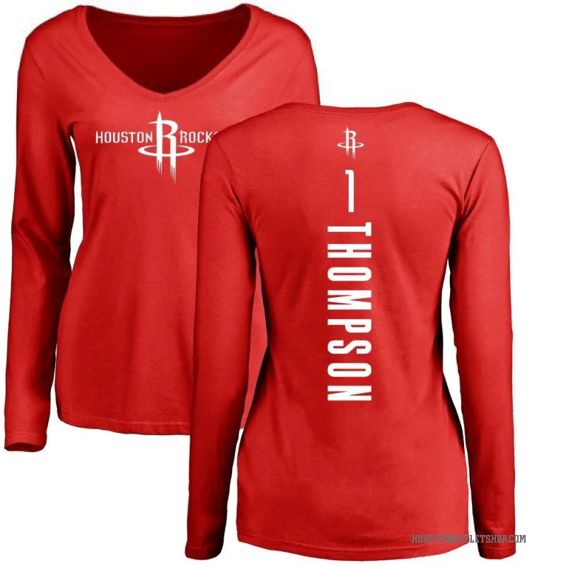 Amen Thompson Women's Red Houston Rockets Backer Long Sleeve T-Shirt