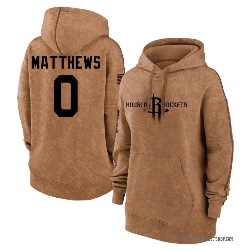 Cameron Matthews Women's Brown Houston Rockets 2023 Salute to Service Pullover Hoodie