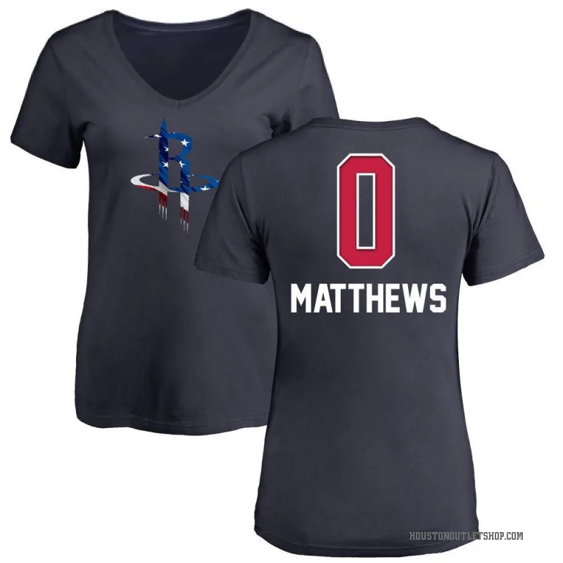 Cameron Matthews Women's Navy Houston Rockets Name and Number Banner Wave V-Neck T-Shirt