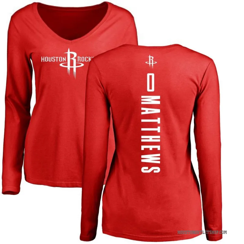 Cameron Matthews Women's Red Houston Rockets Backer Long Sleeve T-Shirt
