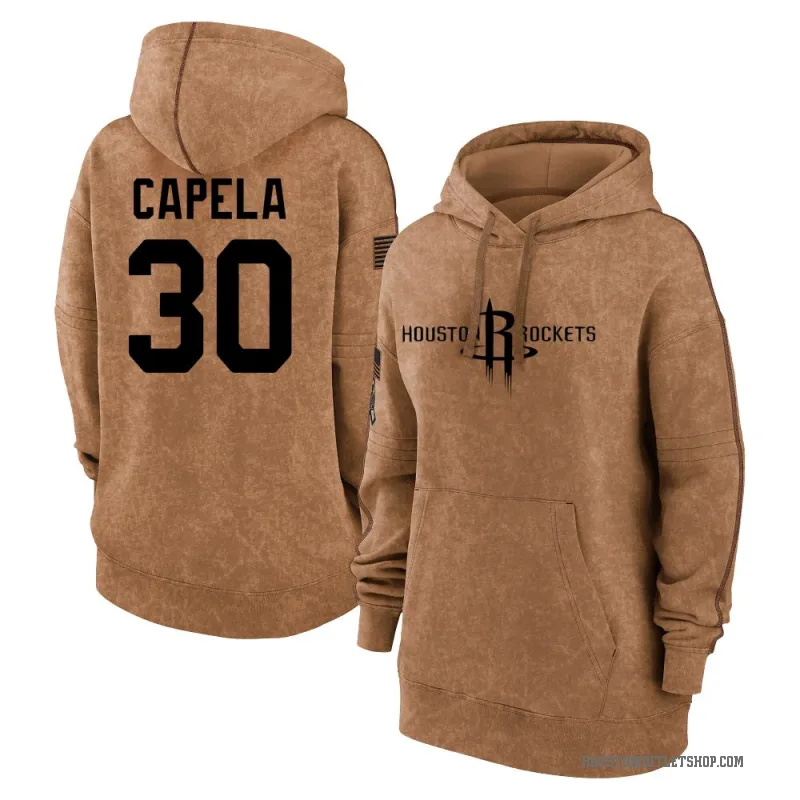 Clint Capela Women's Brown Houston Rockets 2023 Salute to Service Pullover Hoodie