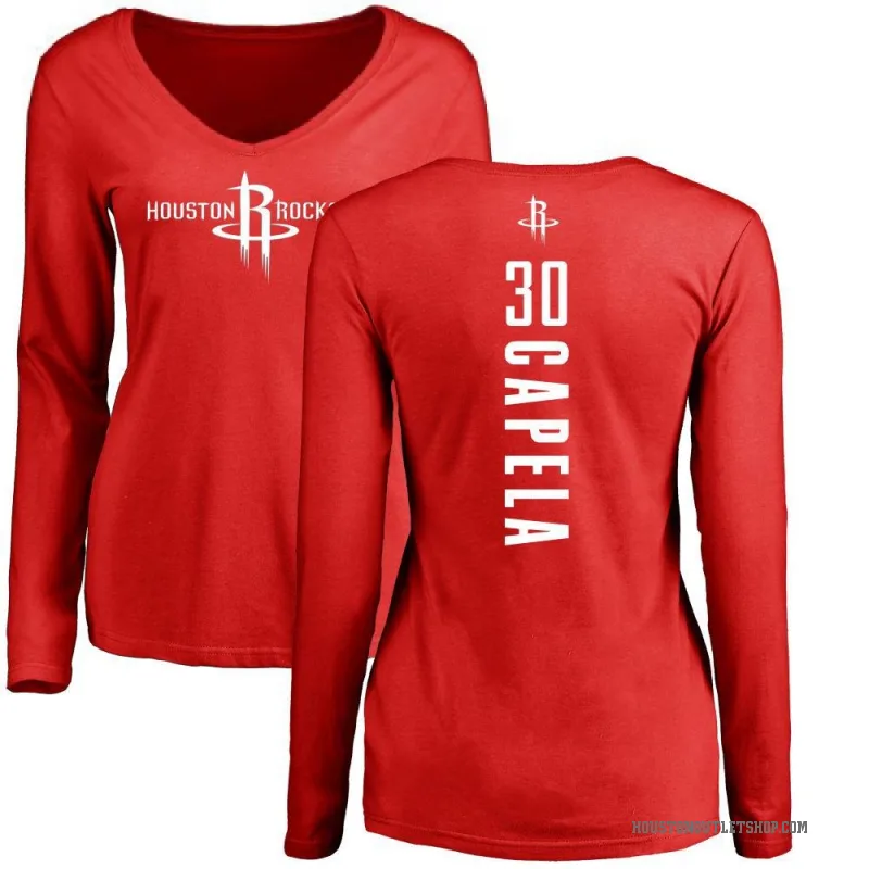 Clint Capela Women's Red Houston Rockets Backer Long Sleeve T-Shirt