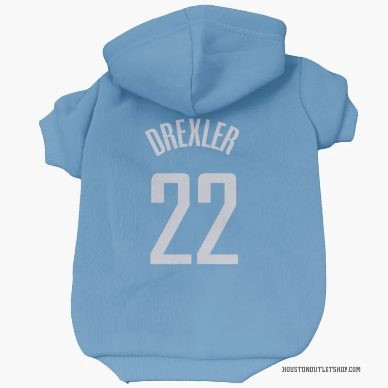 Clyde Drexler  Blue Houston Rockets  Cat & Dog Pet Hoodie