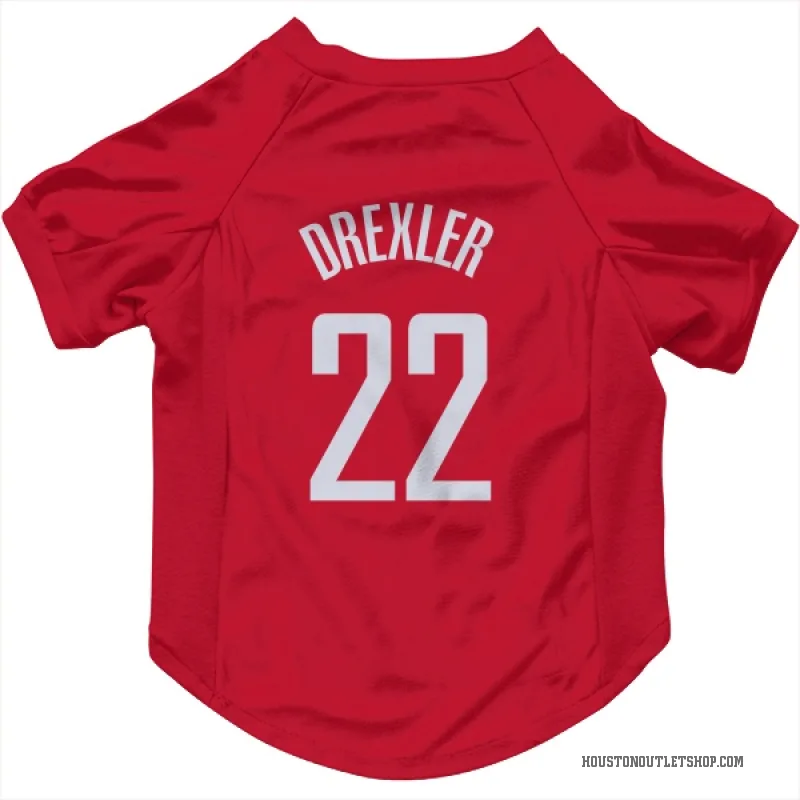 Clyde Drexler  Red Houston Rockets  Cat & Dog Pet Jersey
