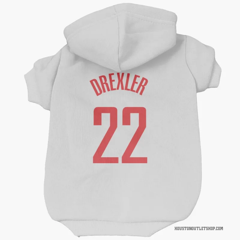 Clyde Drexler  White Houston Rockets  Cat & Dog Pet Hoodie