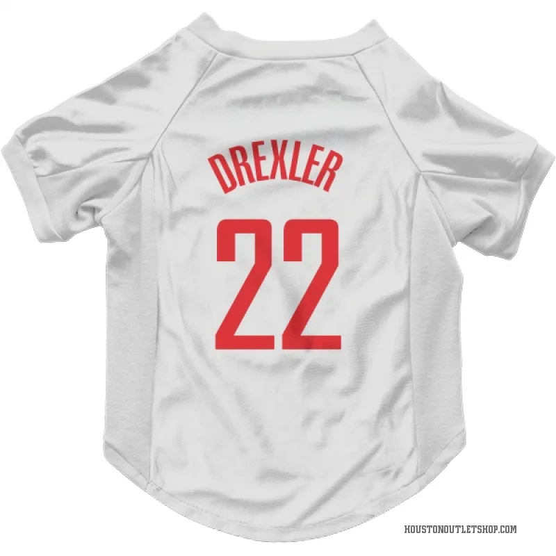 Clyde Drexler  White Houston Rockets  Cat & Dog Pet Jersey