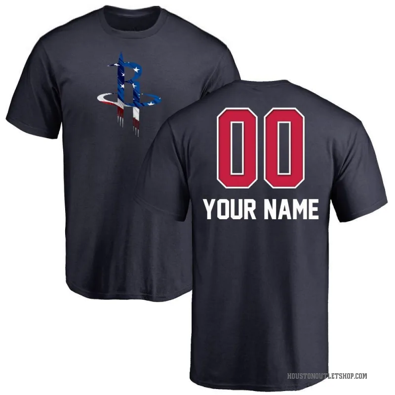 Custom Men's Navy Houston Rockets Name and Number Banner Wave T-Shirt