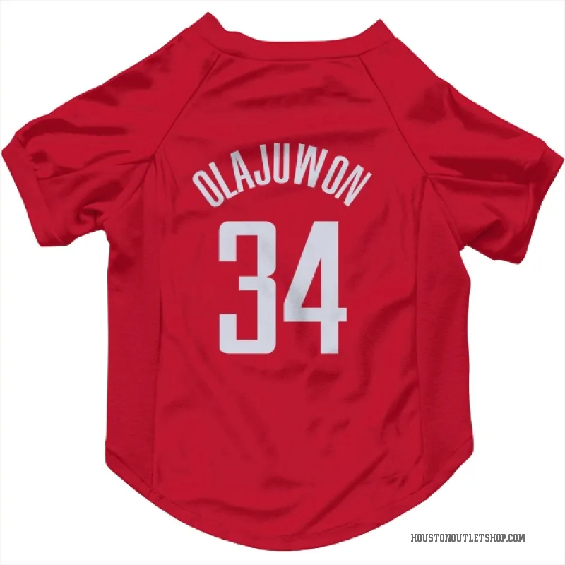 Hakeem Olajuwon  Red Houston Rockets  Cat & Dog Pet Jersey
