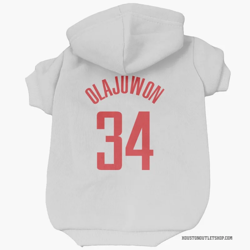 Hakeem Olajuwon  White Houston Rockets  Cat & Dog Pet Hoodie