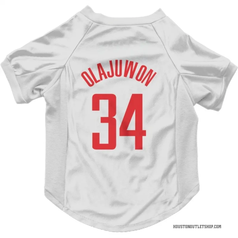 Hakeem Olajuwon  White Houston Rockets  Cat & Dog Pet Jersey