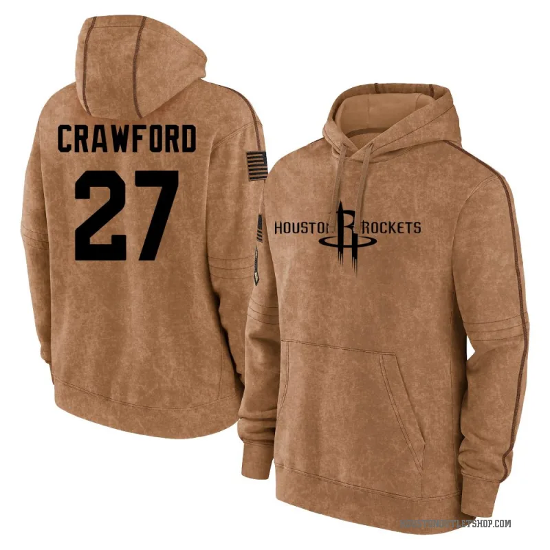 Isaiah Crawford Men's Brown Houston Rockets 2023 Salute to Service Club Pullover Hoodie