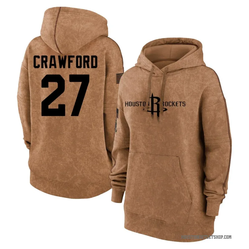 Isaiah Crawford Women's Brown Houston Rockets 2023 Salute to Service Pullover Hoodie