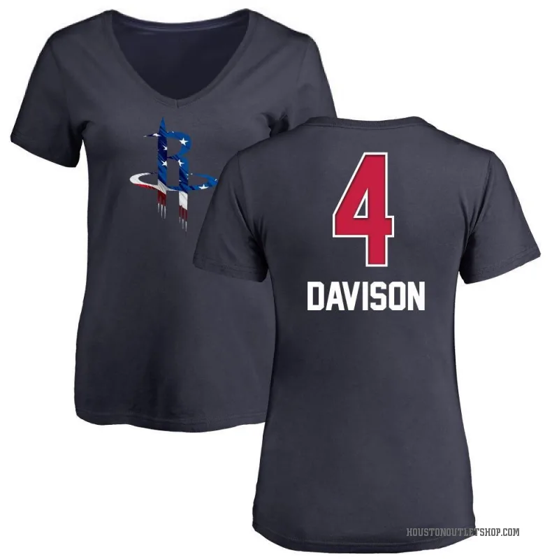 JD Davison Women's Navy Houston Rockets Name and Number Banner Wave V-Neck T-Shirt