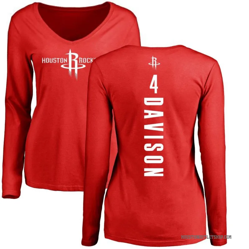 JD Davison Women's Red Houston Rockets Backer Long Sleeve T-Shirt