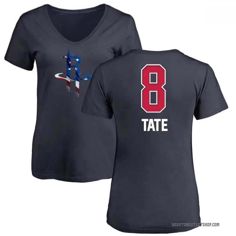 Jae'Sean Tate Women's Navy Houston Rockets Name and Number Banner Wave V-Neck T-Shirt