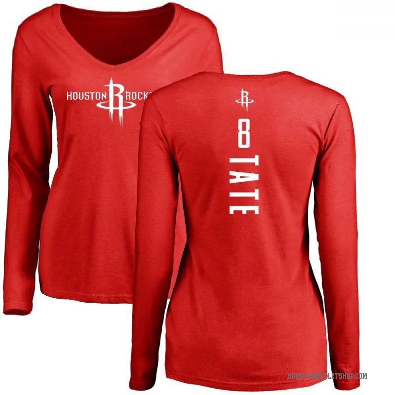 Jae'Sean Tate Women's Red Houston Rockets Backer Long Sleeve T-Shirt