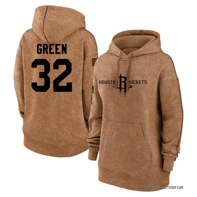 Jeff Green Women's Green Houston Rockets Brown 2023 Salute to Service Pullover Hoodie