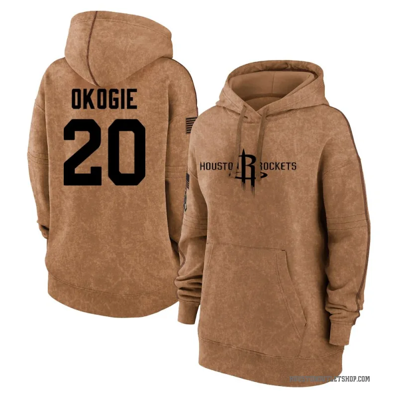 Josh Okogie Women's Brown Houston Rockets 2023 Salute to Service Pullover Hoodie