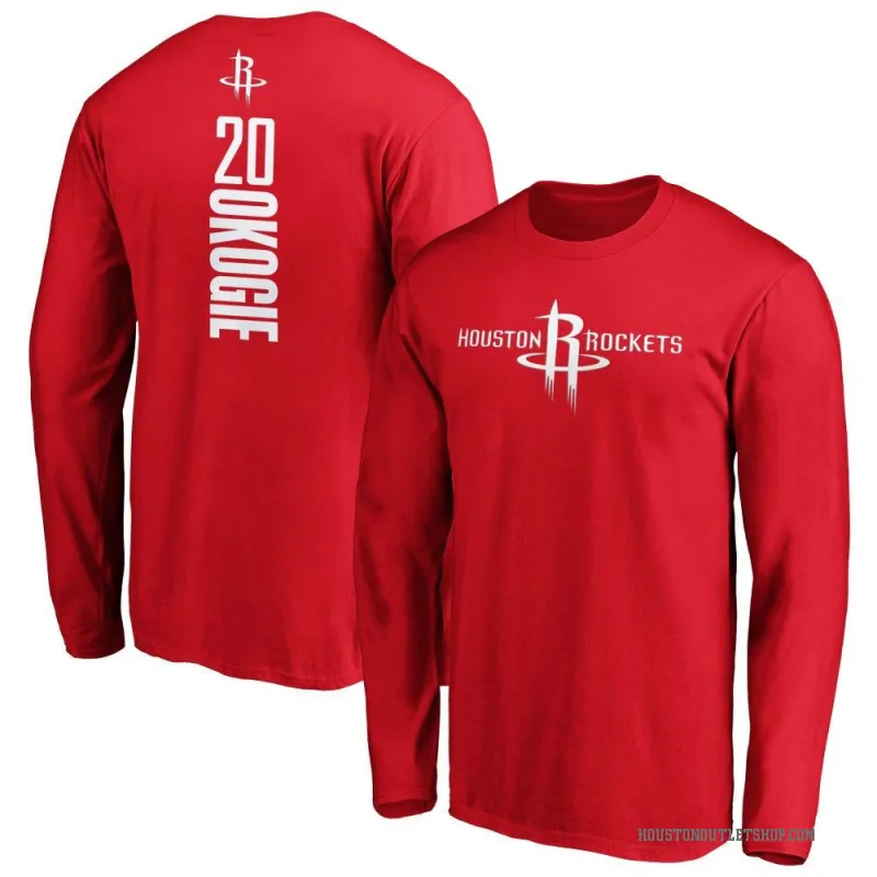 Josh Okogie Youth Red Houston Rockets Backer Long Sleeve T-Shirt