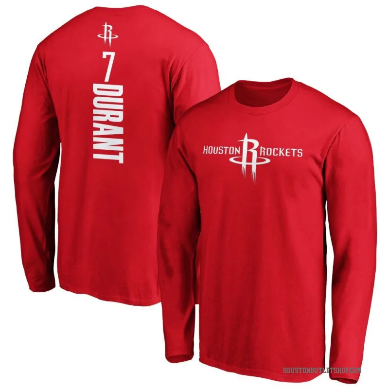 Kevin Durant Men's Red Houston Rockets Backer Long Sleeve T-Shirt