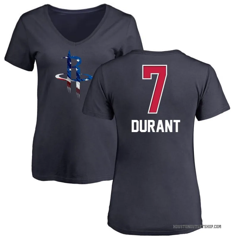 Kevin Durant Women's Navy Houston Rockets Name and Number Banner Wave V-Neck T-Shirt