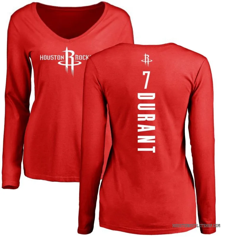 Kevin Durant Women's Red Houston Rockets Backer Long Sleeve T-Shirt