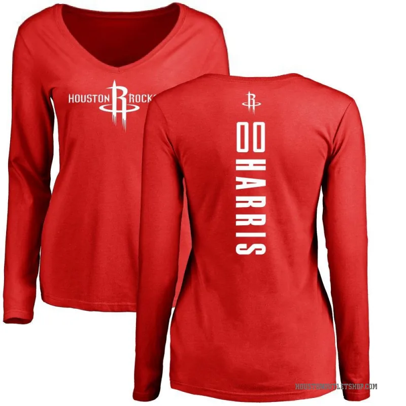 Kevon Harris Women's Red Houston Rockets Backer Long Sleeve T-Shirt