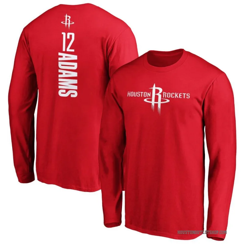 Steven Adams Men's Red Houston Rockets Backer Long Sleeve T-Shirt