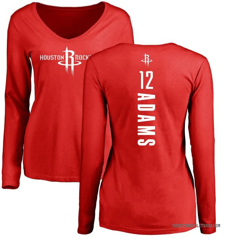 Steven Adams Women's Red Houston Rockets Backer Long Sleeve T-Shirt