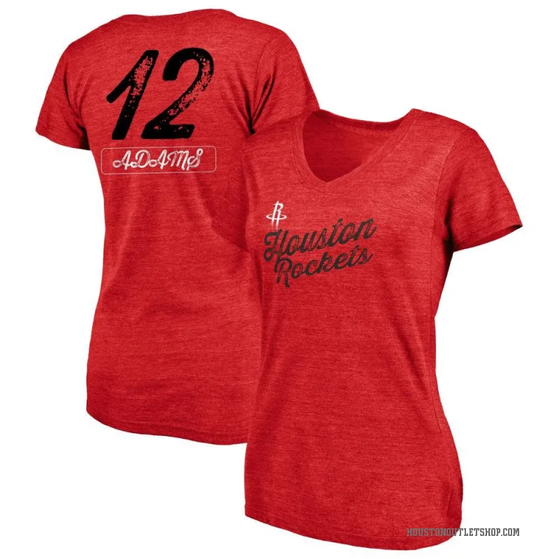 Steven Adams Women's Red Houston Rockets Sideline V-Neck T-Shirt