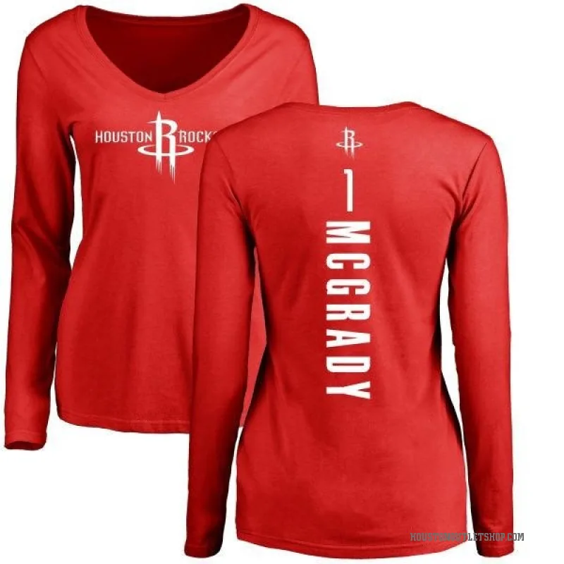 Tracy McGrady Women's Red Houston Rockets Backer Long Sleeve T-Shirt