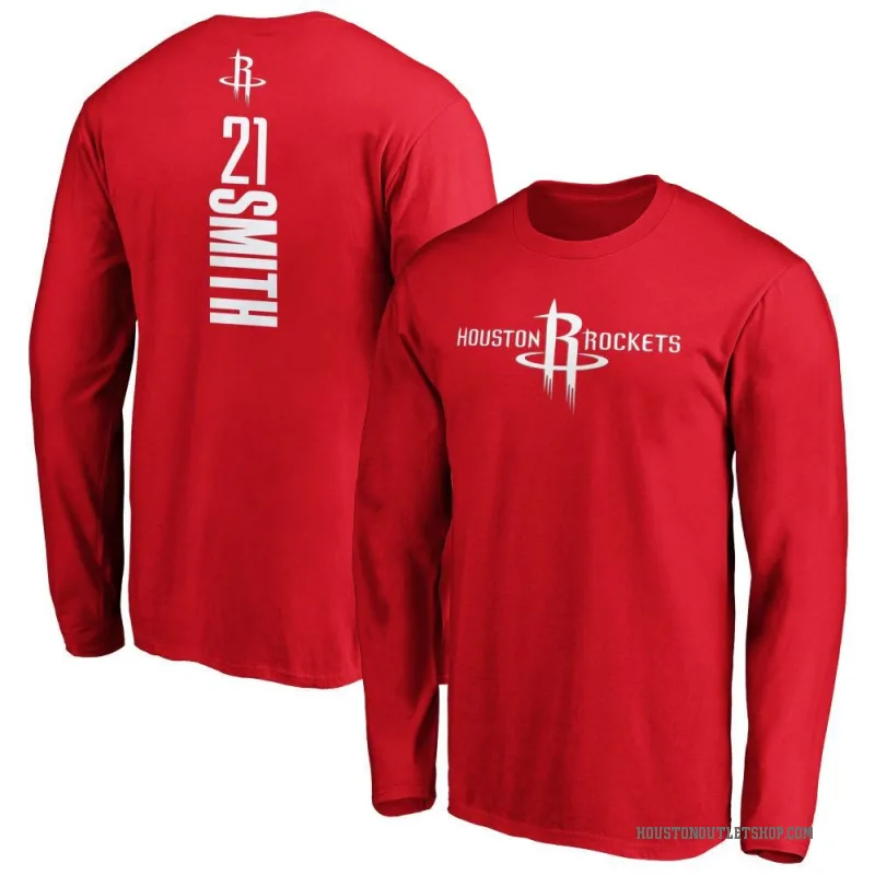 Tyler Smith Men's Red Houston Rockets Backer Long Sleeve T-Shirt